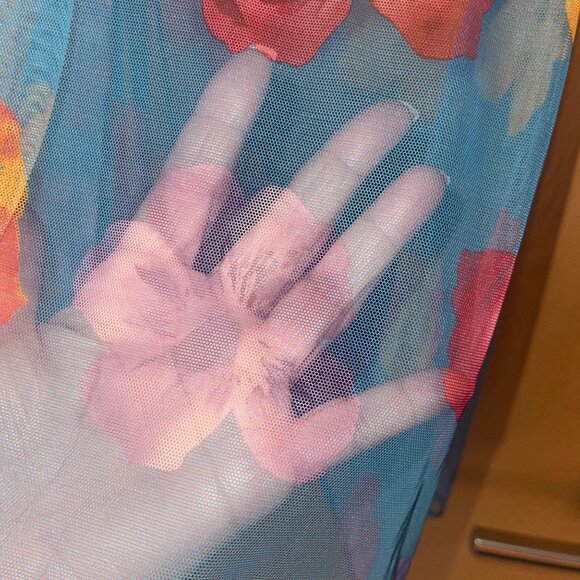 Cosabella Vintage Womens Nightgown Size L Blue Lingerie Slip Floral Sheer Mesh - Picture 7 of 16